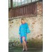 Boho Style Embroidered Assimetric Dress "Summer Birds" Turquoise/Pink